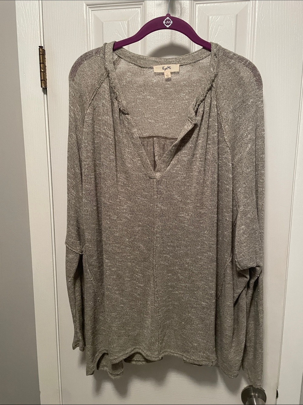 knot sisters Heather Gray V-Neck Knit Pullover